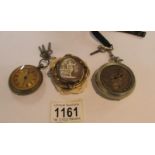 2 pocket watches a/f and a cameo brooch with a photograph verso in yellow metal mount.
