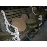 A cast iron garden bench