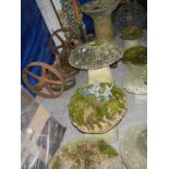 3 staddle stones and bird bath