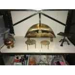 A quantity of brass and copper including log carrier/holder