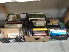 3 boxes of books including fiction, non-fiction featuring J.K.Rowling, wildlife, music etc.