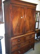 A Georgian mahogany linen press