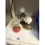 3 miniature oil lamps