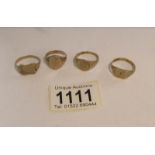 4 9ct gold signet rings, approximately 17 grams.