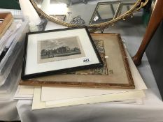 A quantity of 19th century coloured engraving including 2 framed & glazed