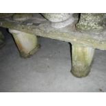A 2 pillar stone garden bench
