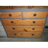 A shabby chic painted pine chest of drawers