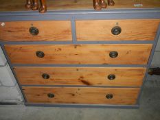 A shabby chic painted pine chest of drawers