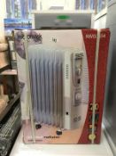 A new in box micromark oil filled radiator and 1 other heater