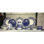 Large quantity of blue and white china