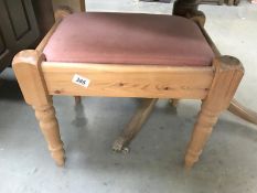 A pine bedroom stool