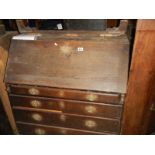 A Victorian oak bureau A/F