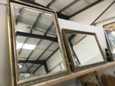 2 gilt framed bevel edge mirrors