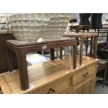 2 continental teak tile topped coffee tables