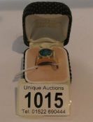 A 1960/70's retro style 9ct gold ring with fire opal, hall marked S & Co., Birmingham, 1971, size N.