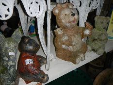 4 stone garden ornaments of bears and a fox