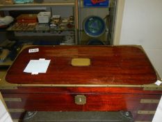 A mahogany and brass writing box, a/f.