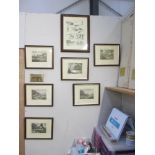 6 x 18th century framed and glazed engravings of Hunting and Shooting scenes dated 1798/99 and a