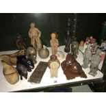 A shelf of wooden items etc.