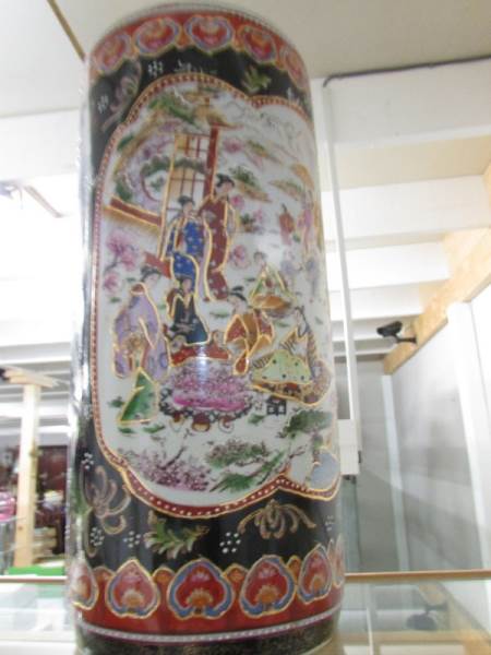 An oriental porcelain stick stand. ****Condition report**** Approximate height 45. - Image 2 of 2