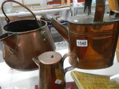 3 good items of Victorian copper ware.