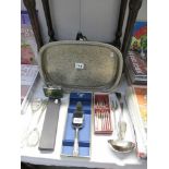 A quantity of silver plate including tray, cased cutlery, retro soda syphon etc.