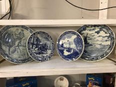 4 assorted Delft boch blue and white chargers