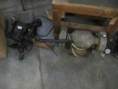 A vintage Stanley Bridges bench grinder,