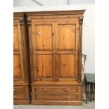 A double pine wardrobe with 2 drawers