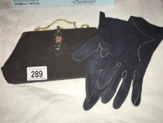 An evening purse and gloves