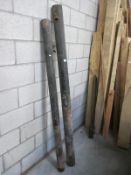 2 good metal gate posts sized 6'6"x3" and 6'6"x4"
