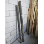 2 good metal gate posts sized 6'6"x3" and 6'6"x4"
