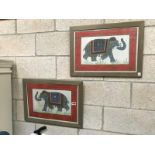 2 framed and glazed pictures of elephants