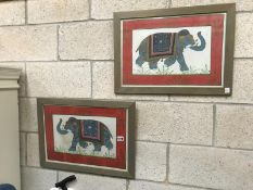 2 framed and glazed pictures of elephants