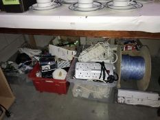 4 boxes of electrical items, extension leads, etc.