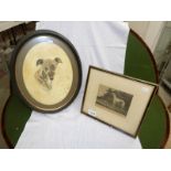 2 framed and glazed studies of greyhounds.