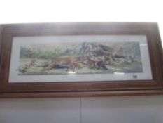 A framed and glazed 'dog tired' print