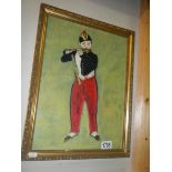 A French school 20th century oil on board painting 'The Piper Boy'.