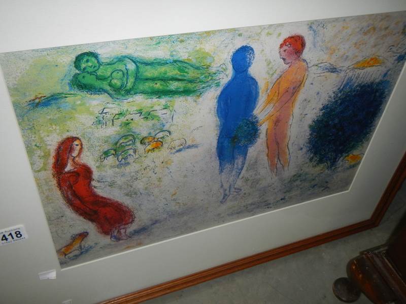 A Marc Chagall (1887-1985) lithographic print of modernist figures published in New York, 1977,