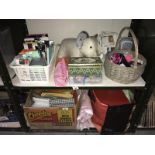 2 shelves of sewing items