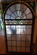 A pair of lead stained glass panels (1 folded) approximately 23.5" x 41.