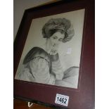 A framed and glazed study of a young lady.