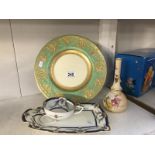 A Royal Worcester plate and cup and biscuit plate