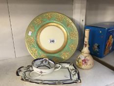 A Royal Worcester plate and cup and biscuit plate