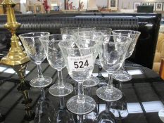 2 sets of cut glass sherry glasses