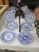 A quantity of Spode blue and white plates