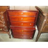 2 dark wood stained chest of drawers