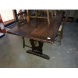 A dark wood dining table