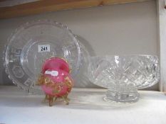 A cut glass bowl,