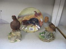 2 Grouse figures and a Thorburns Grouse plate